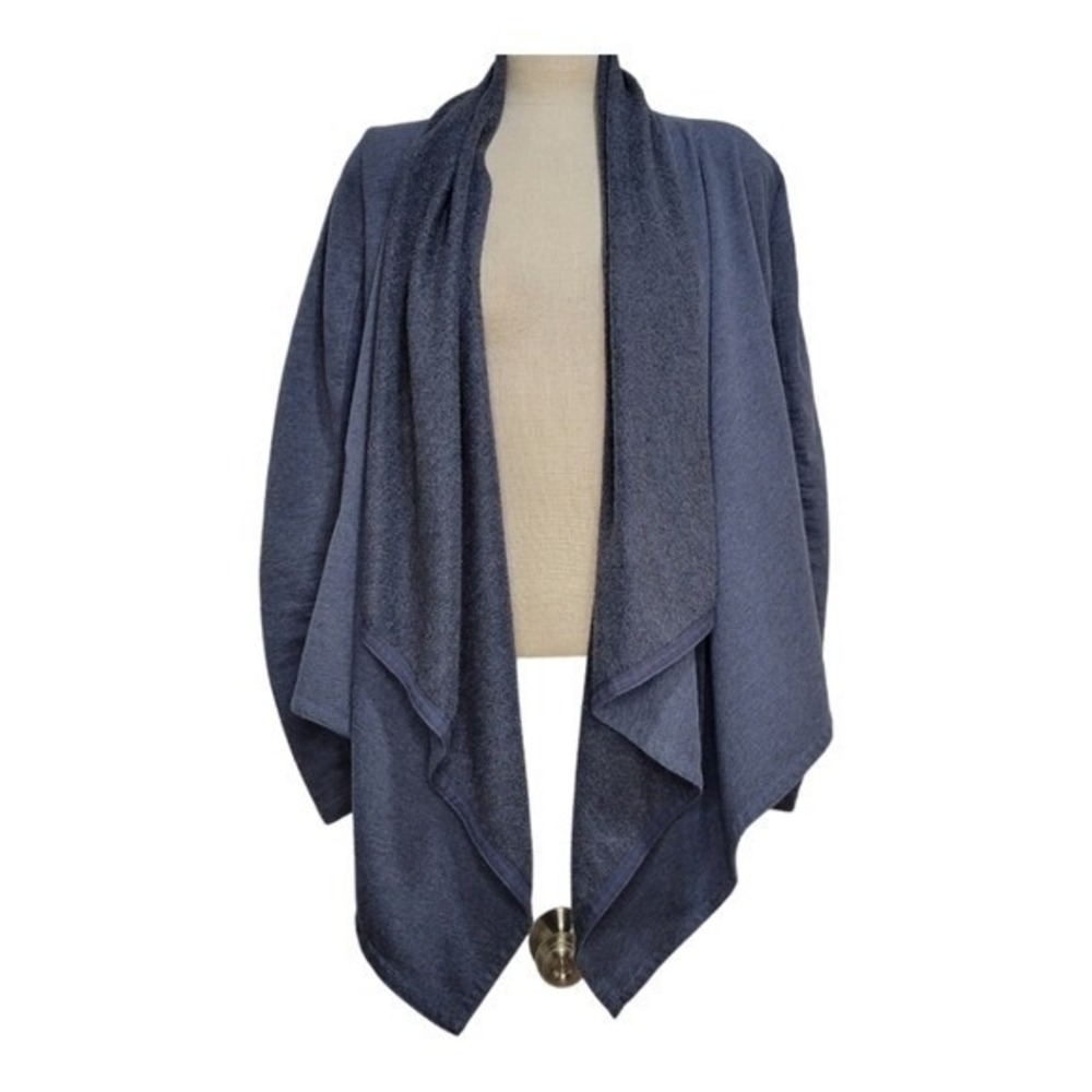 LOFT Women's Waterfall Front Cardigan Dusty Blue Medium Cozy Career Casual